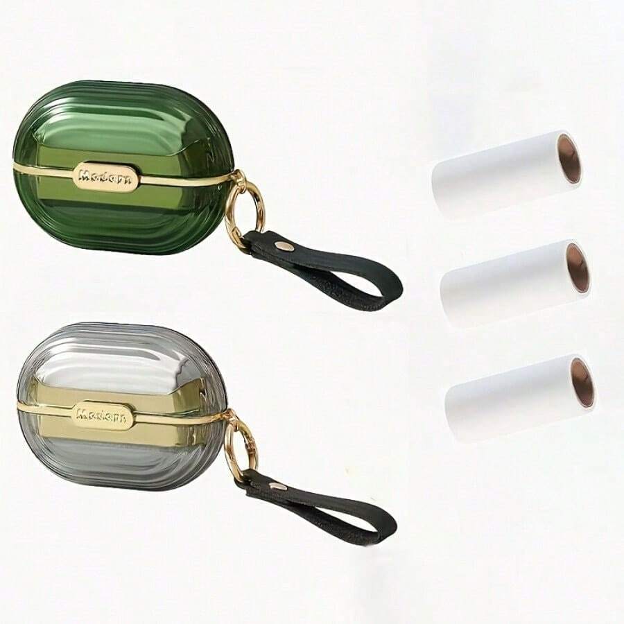 Cepillo quitapelusa 2 en 1 portátil/Removedor de pelo de mascota/Limpiador de polvo, diseño compacto con función de desprendimiento, rodillo quitapelusa de viaje - Múltiples estilos - Ver 1