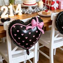 Juego de 2/5 globos de lámina de aluminio con estampado de corazón y margarita, lazo de amor, adecuado para fiesta de cumpleaños, aniversario, baile de graduación, propuesta, decoración de baby shower, confesión, decoración de accesorios para fotos, aniversario, decoración de pared de fondo. - Ver 2