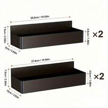 4pcs Magnetic Spice Rack Organizer, Multifunctional Wall-Mounted Spice Shelf Storage, Movable Magnetic Storage Rack For Refrigerator, Oven, Coffee Machine, Valentine's Day Gift - Black - View 11