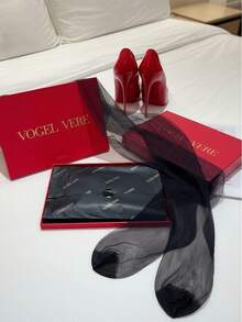 Women's Thigh High Stockings, Sheer Nylon Back Seam Stockings For Garter,Cuban Heel & Reinforced,Classic Vintage - 灰色帶黑色 - 查看 9