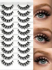 10 Pairs Fairy-Style False Eyelashes Set - Delicate Mixed Set For Natural Makeup, 0.05mm Thin Thickness, Curly Style For Cat Eye & Doll Eye Effect, 10-15mm Length - Suitable For Cosplay & Anime, Reusable For Beginners - View 6