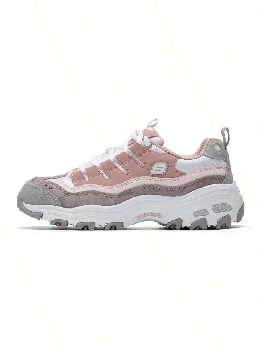 Skechers 女士D'LITES系列时尚系带运动鞋,2026夏季新款厚底撞色熊猫休闲鞋 13141-PKPR - 13141-PKPR - 查看 1