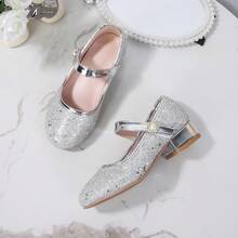 Girls' Fashion Party Glitter Ankle Strap Round Toe Princess Shoes - Silver - View 2