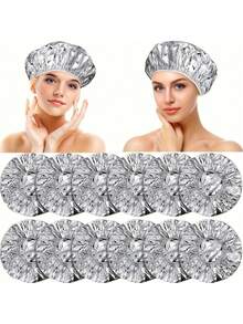 50pcs Waterproof Warm Shower Caps, Suitable For All Hair Types, Hair Dyeing & Styling Care Caps, Aluminum Foil Hair Mask Caps (Aluminum Foil Caps Are Fragile, Please Open Carefully When Using) - A - View 1