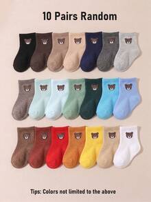 5/10 Pairs Random Infant Cute Bear Socks, Casual Socks For Baby Boys & Girls, 0-36 Months, Suitable For Spring/Summer/Autumn/Winter, Birthday Gift - Multicolor - View 3