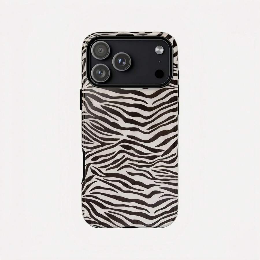 Zebra Fur Phone Case Compatible With IPhone 17 16 15 14 13 12 11 Pro Max - Black - View 1