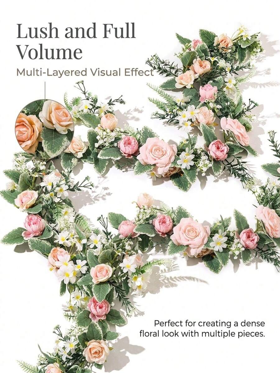 OBOVAY 1/2 piezas Guirnalda de seda de mimbre clásico Alice de 180CM para decoración de bodas, exterior, decoración de fiestas, centro de mesa, decoración de primavera/verano - Multicolor 180 cm - Ver 1