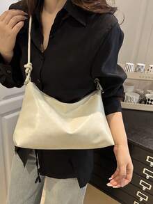 Minimalist Crescent Shoulder Bag, Versatile Crossbody Bag (Actual Color May Vary Slightly From Image) - Beige - View 6