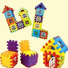 Multi-Piece Building Block Toy Set For Toddlers And Children, Interlocking Block House With Windows, Assembly Puzzle House Educational Toy, Suitable For Boys And Girls, Birthday Gift, Room Decor, Christmas Gift, Colorful Blocks, Boys Toy, Children Toy, Girls Toy - Multicolor - View 4