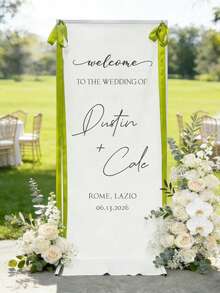 Customized Wedding Welcome Sign, Wedding Fabric Welcome Banner, Modern Wedding Welcome Banner, Customized Fabric Wedding Banner, Boho Wedding, Bridal Shower Sign, Personalized Name Wedding Sign, Minimalist Welcome Sign, Fabric Welcome Sign, Wedding Decor, Customized Fabric Wedding Sign, Personalized Party Decor, Minimalist Sign, Fabric Sign, Wedding Wedding Welcome Sign, 3 Fabric Types For Banner, Personalized Party Decor, Minimalist Sign, Fabric Sign, Wedding Wedding Welcome Sign - Multicolor - View 1