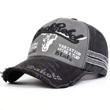 Vintage Washed Letter Embroidered Baseball Cap, Unisex Outdoor Sun Protection Curved Brim Hat - Washed Double-stripe Baseball Cap - View 5