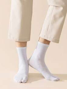 1/3 Pairs Japanese Style Split Toe Socks For Men, All Season Thin Breathable Toe Socks, Black, Unisex - Multicolor - View 4