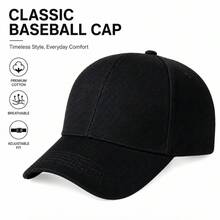 1pc Solid Color Baseball Cap, Adjustable Outdoor Sun Protection Casual Hat, Suitable For Spring, Autumn, Travel, Beach, Y2K Style Youth, Holiday, Festival - Black - View 2