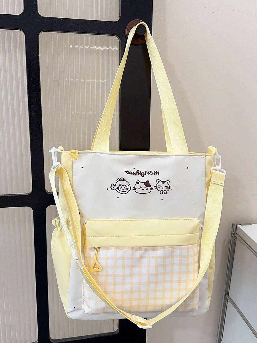 Cute & Stylish Large Capacity Crossbody Bag, Suitable For Commuting, Students, Daily Use Shoulder Tote Bag - Multicolor - View 1