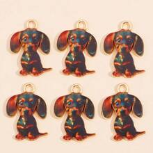 10pcs Cute Cartoon Puppy Pendant, Enamel Alloy Animal Charm For DIY Necklace, Keychain, Jewelry Accessories - Multicolor - View 3