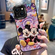 Disney Mickey & Minnie Mouse Shockproof Phone Case, Plush‑Style Butterfly Star Purple Swirl Texture, Compatible With IPhone 17,16,15,14,13,12,11 Pro, Pro Max, Plus, Perfect Gift For Birthday, Holiday, Valentine's Day For Family, Friends, Boyfriend & Girlfriend - màu đen - Xem 2