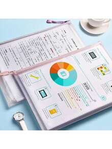 2/6/12 Pack A4 Zipper File Bags, Transparent Mesh, Storage Bags For Documents, Test Papers, And Books, School Supplies, Office Supplies, Travel Home Use - Multicolor - View 4