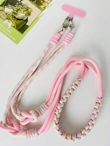1pc Long Dopamine Color Block Woven Lanyard, Detachable Halter Phone Lanyard, Crossbody Or Wrist Strap, Handmade Cute Phone Case Lanyard For Outdoor Travel, Anti-Lost - Multicolor - View 17