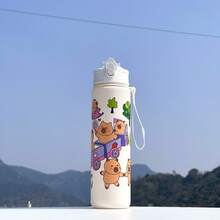 卡通圖案吸管太空杯 大容量水壺 附攜帶繩 便攜式兒童戶外運動水壺 - 彩色 - 查看 5