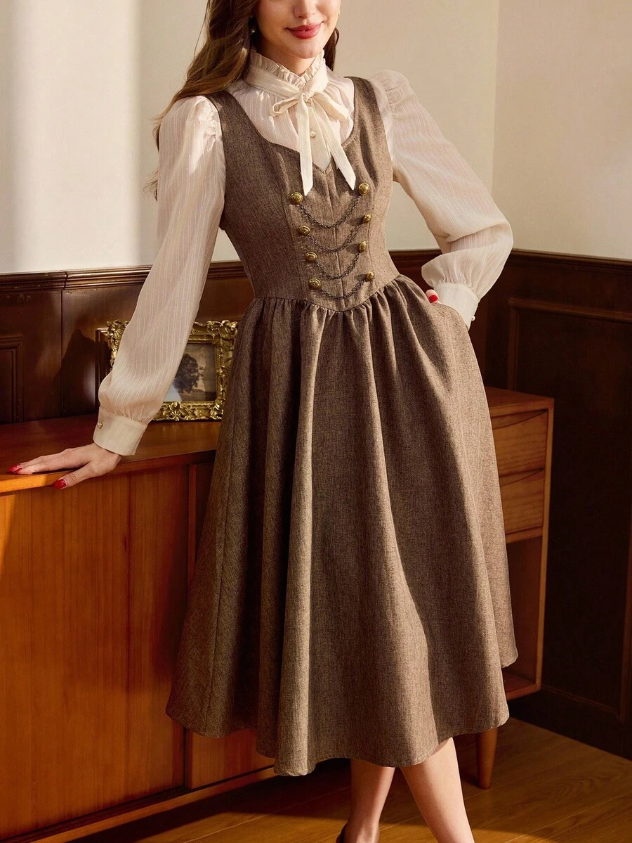 Women Midi Dresses - Marrón 2 - View 1