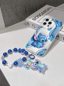 Disney Has Authorized, Phone Case - Chain Set, The Stitch Lilo & Stitch 3D Phone Case Plus A Silicone 3D Stitch Bracelet With Metallic Ring Removable Bracelet, Stitch And Angel Pattern, Compatible With Iphone17/16/15/14/13/12/11/XS/XR/X Plus Pro Max, A Stylish Cartoon Phone Case, The Perfect Gift Choice, Phone Protection, Durable Phone Cover, Great Gift For Friends And Family. - trắng - Xem 5