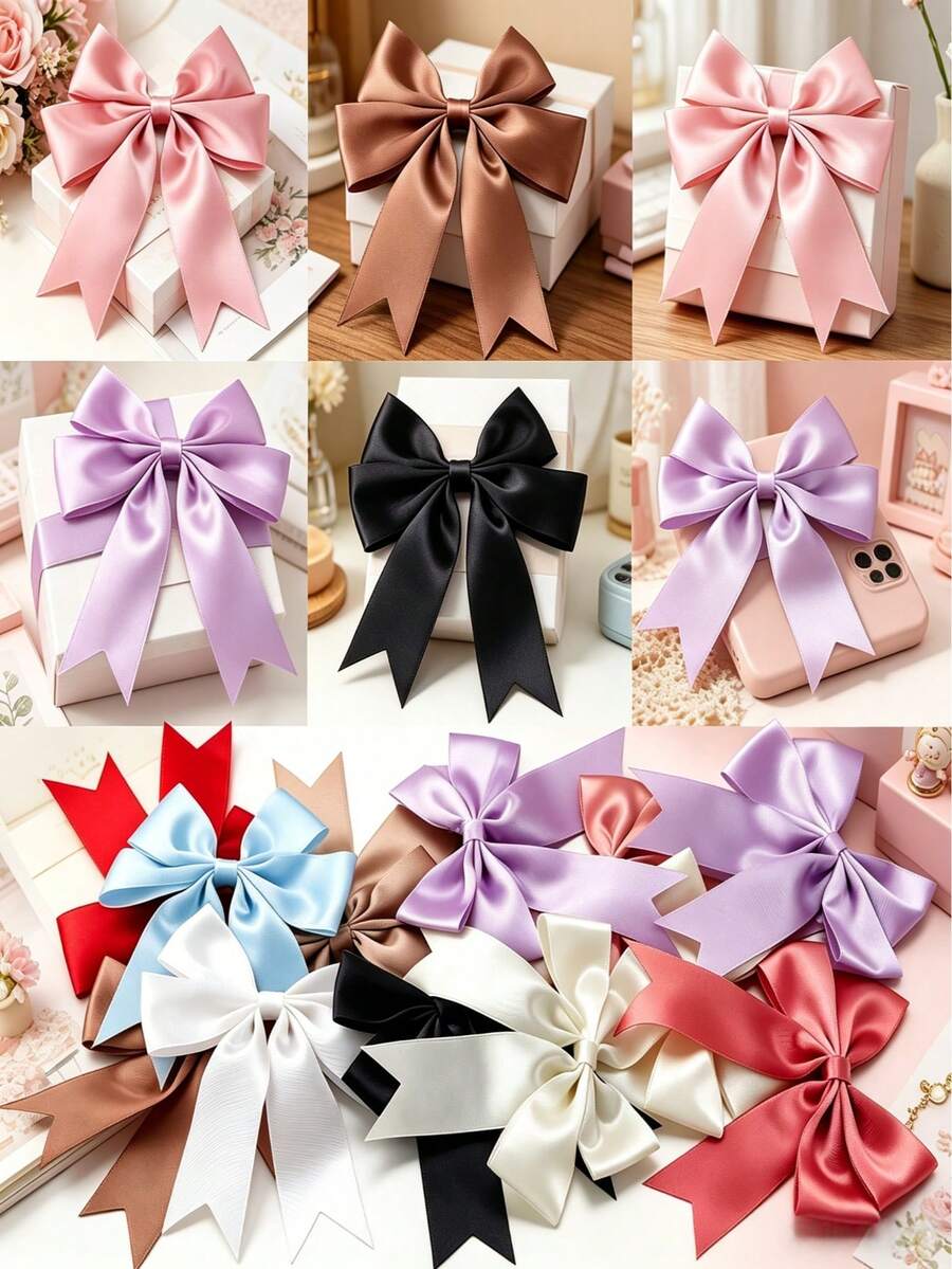 48pcs/24PCS/8PCS Big Ribbon Bows , Hair Bows For Women, Multipurpose Decorative Bows For Hair Gift Wedding Curtain Home Decor, Handmade Invitation Letter Decorations ,Crafts & Sewing Supplies - Gift Packaging Bow