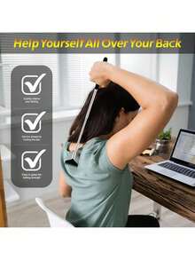 4pcs/1set/1pc Retractable Stainless Steel Back Scratcher Gua Sha Brush, Ergonomic Design Handle, Suitable For Hard-To-Reach Areas, Portable Itch Relief Massager, Unisex, Perfect Gift For Parents And Teenagers, Exquisite Gift Bag Packaging, Adjustable Rubber Handle Massage Tool, Back Gua Sha Brush, Suitable For Home, Office, Gym, Outdoor And Travel, Family Essential, Unisex Gift - High-quality Back Scratcher - View 3