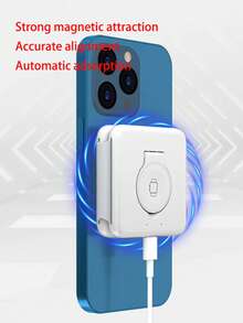 Multifunctional 3 In 1 Portable Magnetic Wireless Phone Charger Stand Pad For IPhone 16 15 14 13 Pro Max Wireless Charger For Apple Watch Fast Charging Station - White - View 7