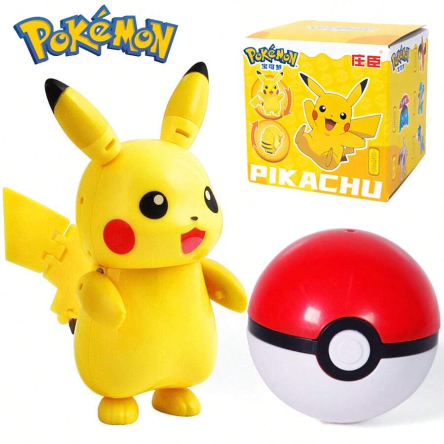 Figurină de acțiune transformabilă Pokeball Pokemon, jucărie de colecție anime Monster de buzunar, design în stil oficial, excelentă pentru afișare și decor de birou, cadou perfect pentru fanii Pokemon - - Pikachu - Vizualizare 1