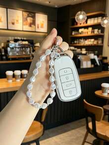 Gantungan Kunci Mutiara Imitasi Asimetris + Casing Pelindung, Cocok untuk Chery Tiggo 8 Pro, Omoda, Arrizo 8/7 Plus, Gantungan Kunci Peng Peng E+, Pelindung Kunci Tiger 9. Aksesoris Gantungan Kunci. - A - View 11