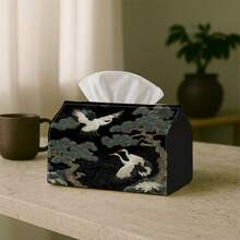 1pc Crane Hanging Tissue Box - Multifunctional Tissue Box, Made Of Durable Polyester Fabric With Traditional Asian Art Pattern, Suitable For Living Room, Holiday Home Decor And Party Supplies - Multicolor - View 4