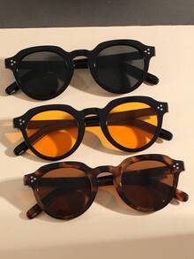 1 Pair Women's Round Rivet Thickened Retro Versatile Street Style Fashion Fashion Glasses - Multicolor - View 4
