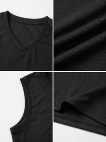 ZYNTH BALENO Chaleco sin mangas de cuello en V casual de verano para hombres, adecuado para gimnasio, deportes, ciclismo, correr - Negro - Ver 11
