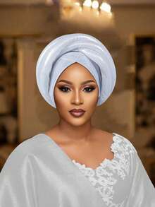 1PC Nigerian African Women's Headscarf Hat, Available In Multiple Colors, With A Woven Design, Suitable For Casual And Formal Occasions. - B - View 3