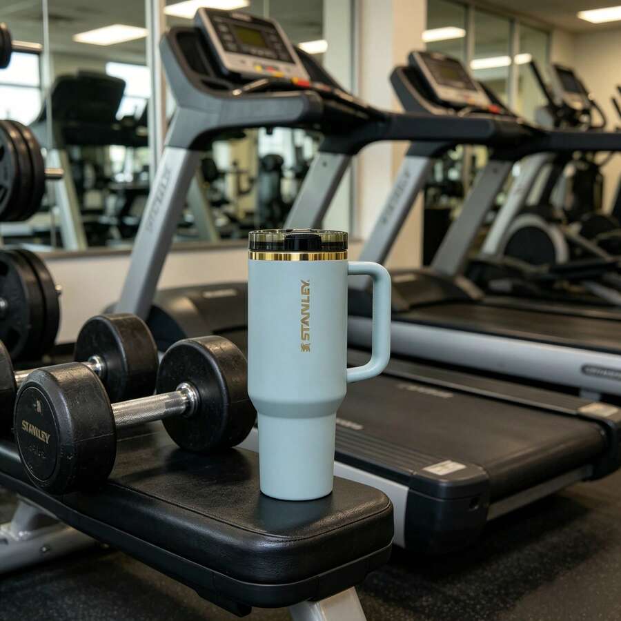 Low Saturation Light Grayish Green Stanley 40oz Large Capacity ProTour Tumbler Flip Sealed Leakproof Structure Long Lasting Heat Cold Preservation Portable Multi-Scene Stylish Unisex Daily Drinking Cup - Màu xanh Bạc hà - Xem 1
