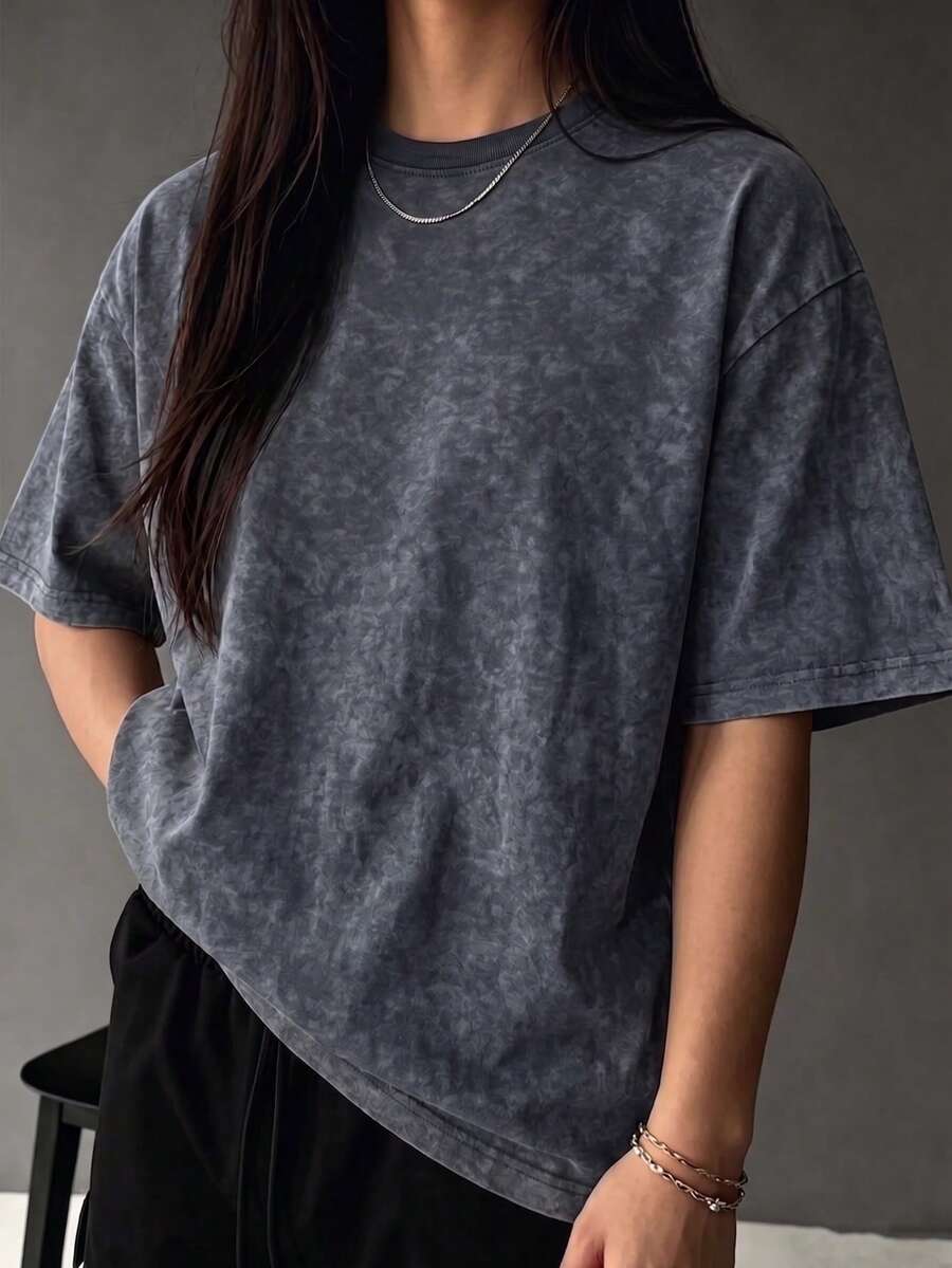 Women's Fashionable Washed Loose Short Sleeve T-Shirt | Exquisite Design | Summer Essential | Easy To Match | Showcase Your Style