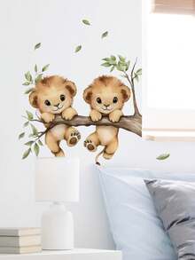 1pc Cute Lion Wall Decal Sticker, Removable Decoration For Bedroom, Living Room, Nursery, Kindergarten - PB786 - View 5