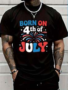 100% Cotton Vintage 4th Of July Legends Are Born In July Men Women T-Shirt Casual Short Sleeve Shirt Women's Men Graphic Tee - 黑色8 - 查看 1