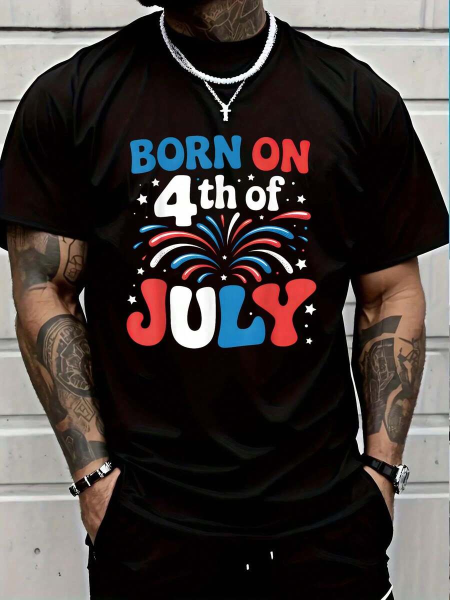 100% Cotton Vintage 4th Of July Legends Are Born In July Men Women T-Shirt Casual Short Sleeve Shirt Women's Men Graphic Tee - 黑色8 - 查看 1