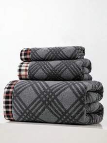 1 pieza Toalla de baño de algodón rectangular gris de 70*140cm, toalla de ducha y natación unisex para adultos O Toalla de mano rectangular de 34*74cm O Pañuelo cuadrado de 34*34cm, de secado rápido, absorbente y suave, adecuado para baño, cocina, viaje, regalo de vacaciones, gimnasio, playa, hotel, salón, exterior - Gris - Ver 7