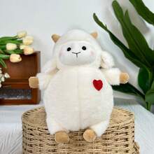 1 pieza Muñeca de peluche de oveja linda, animal de peluche de cordero de dibujos animados, muñeca de tela para niños, regalo de muñeca de peluche sorpresa, muñeca compañera, figura, decoración del hogar, muñeca de peluche suave, regalo de cumpleaños/fiesta - Blanco - Ver 11