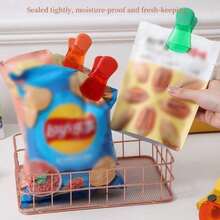 1/6 Buah Klip Penyegel Kantong Keripik Makanan Ringan, Klip Kedap Udara Magnet Kulkas Warna-warni untuk Penyimpanan Dapur Rumah, Klip Kantong - View 6