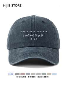 1pc Fashion IBIZA Slogan Graphic Adjustable Women Baseball Cap, Vintage Washed, Lightweight Breathable Sun Protection Hat, Suitable For Outdoor, Sports, Vacation, Unisex Gift - Ibiza - View 12