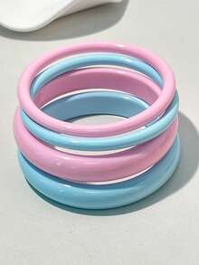 4pcs Elegant Retro Acrylic Round Bangle Bracelets For Women, Fashionable Simple Design, Suitable For Casual Wear And Occasions - Multicolor 3 - View 2
