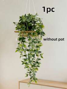 2件/1件 人造懸掛式曼陀羅植物家居裝飾，室內外通用仿真綠植，適用浴室、客廳、露台、書架，不含花盆 - 綠色 - 查看 13