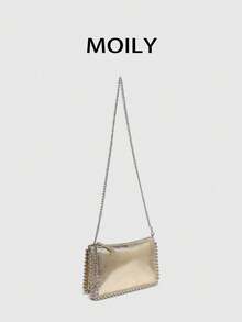 Fashionable Versatile Diagonal Crossbody Square Bag Clutch Purse - Gold - View 9