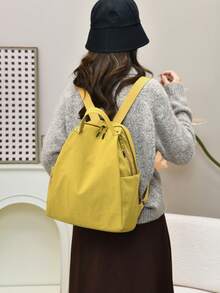 Anti-Theft Nylon Rucksack Women's Backpack Multi-Pocket Commuter Bag Large Capacity Minimalist School Bag Lightweight Travel Bag Multifunctional Work - Multicolor - View 12