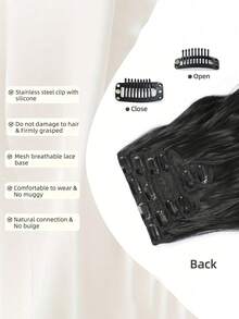 Juego de extensiones de cabello con clip para mujer - 6 piezas de extensiones de cabello largo ondulado con degradado de reflejos - Extensiones de cabello sintético suave y grueso de 22 pulgadas con clip (uso diario) - Marrón claro & Rubio - Multicolor - Ver 8