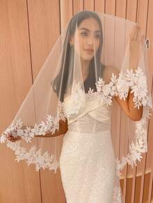 118 Inch Vintage Cathedral Length Wedding Veil, Suitable For Photography Styling, Lace Bridal Veil With Metal Comb - Multicolor - View 4