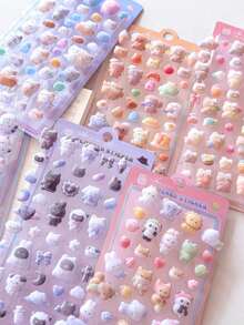 3D Flocked Cartoon Stickers, Embossed Decorative Stickers For Phone Cases, Diaries, Planners, Cups - Multicolor - View 2